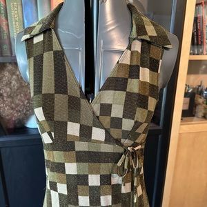 Earthy checkered dress 70s 90s